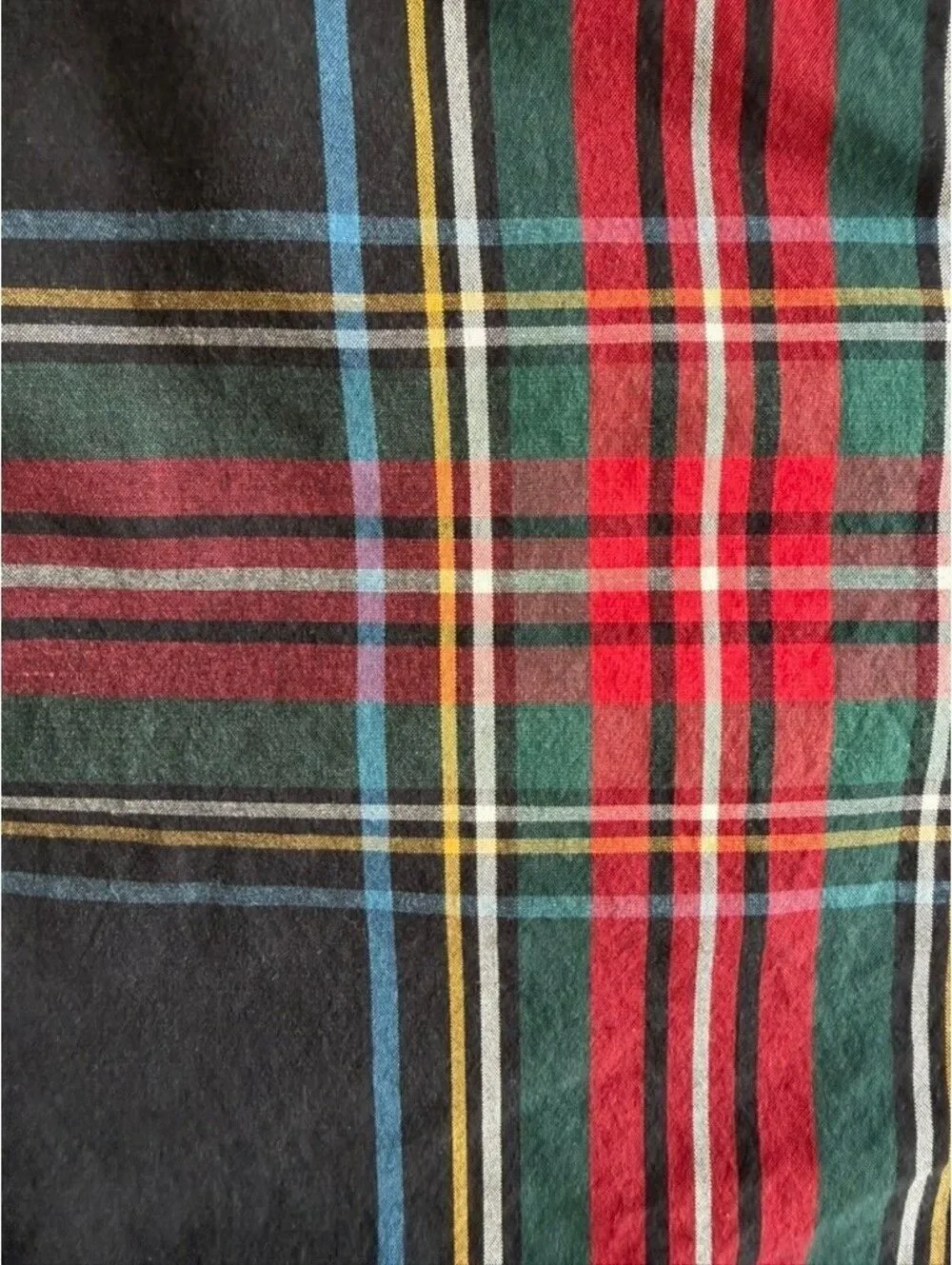 J.Crew Slim Fit Secret Wash Organic Cotton Black Tartan Plaid Shirt - Size L